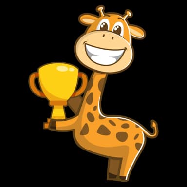 Dotas de Giraf houdt een beker vast — beloningssysteem voor kinderen op DotasToys
