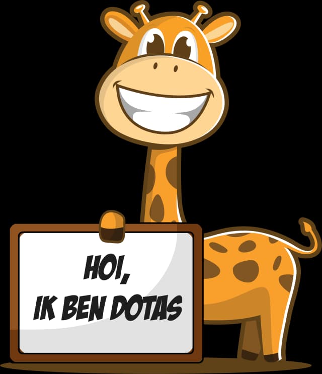Dotas de giraffe zwaait
